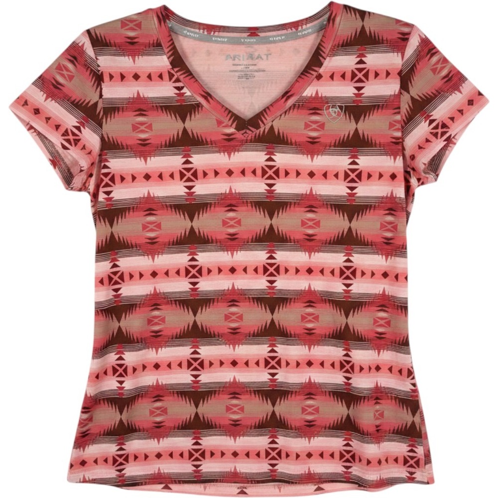 Ariat Tek Laguna Tee Womens Large Pink Southwestern AriatTEK V-Neck